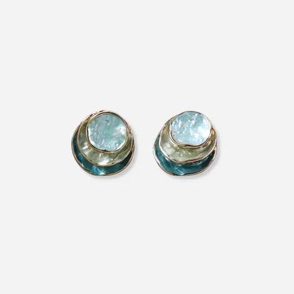 Vintage Handpainted Multi-Layered Rounded Earrings