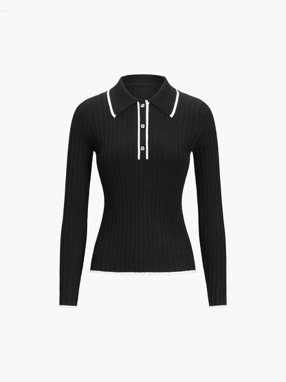 Old Money Aesthetics Polo Knit Top