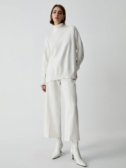 Semi-Sheer Wide Leg Culotte Pants
