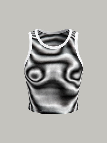 Striped Crew Neck Tank Top