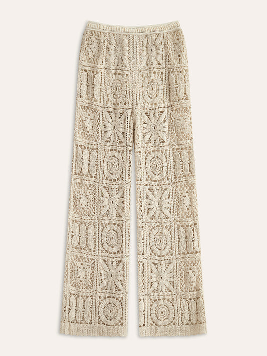 Semi-Sheer Elastic Mid-Waist Pants
