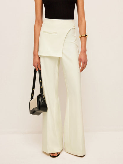 Mid-Waist Pockets Pants With Wrap Detail
