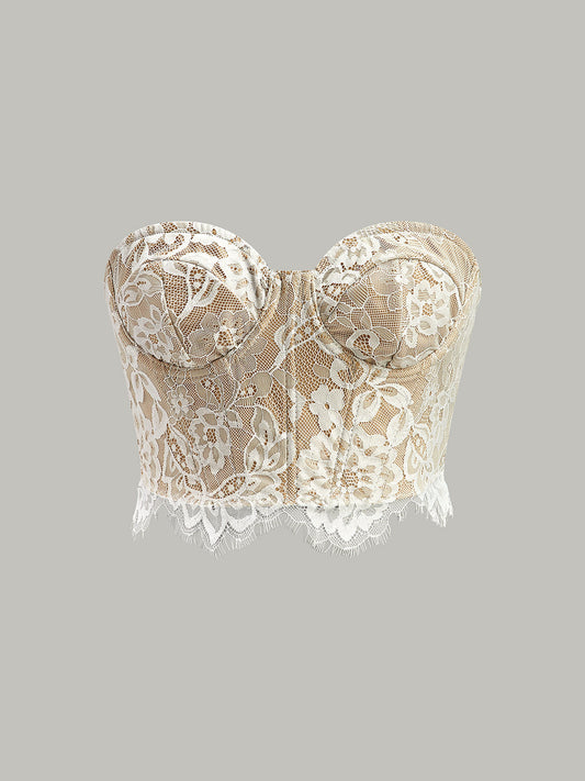 Strapless Floral Lace Corset Top