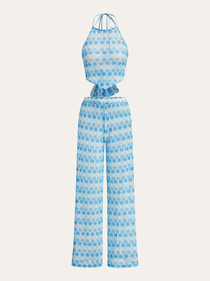Tie-Back Crochet Halter Pants Set