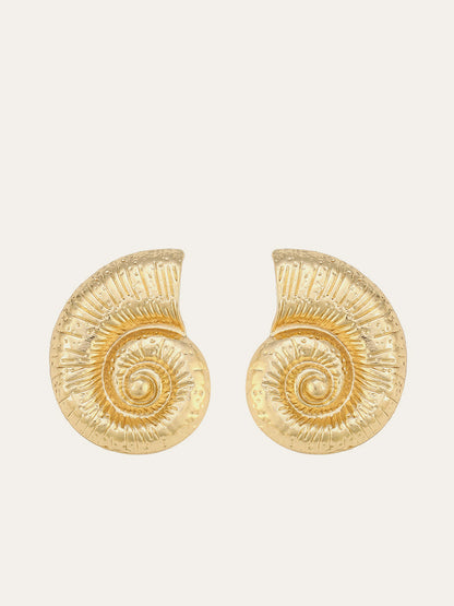 Golden Spiral Shell Earrings