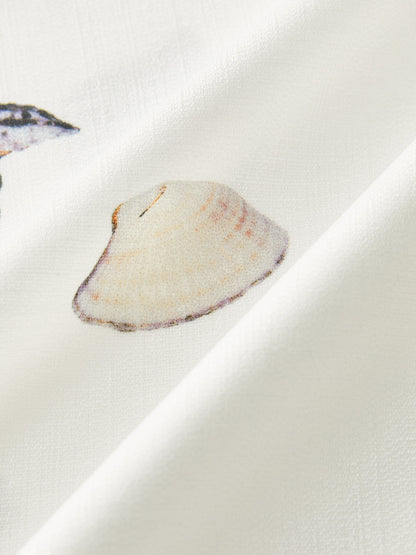 Belted Seashell Print Shorts Set