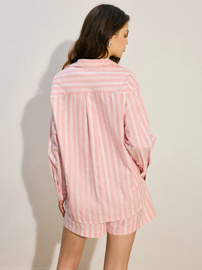 Oversized Striped Shorts Set