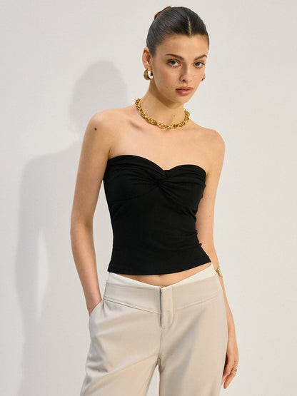 Twist-Front Strapless Top