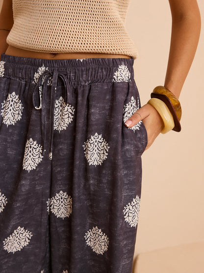Printed Wide-Leg Pants