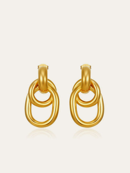 Gold-Tone Interlocking Hoop Earrings