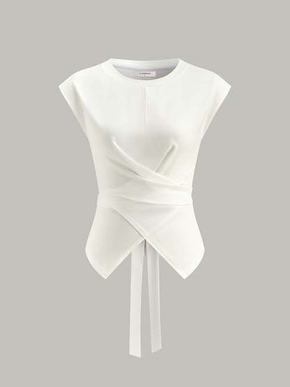 Wrap-Front Tie-Back Top