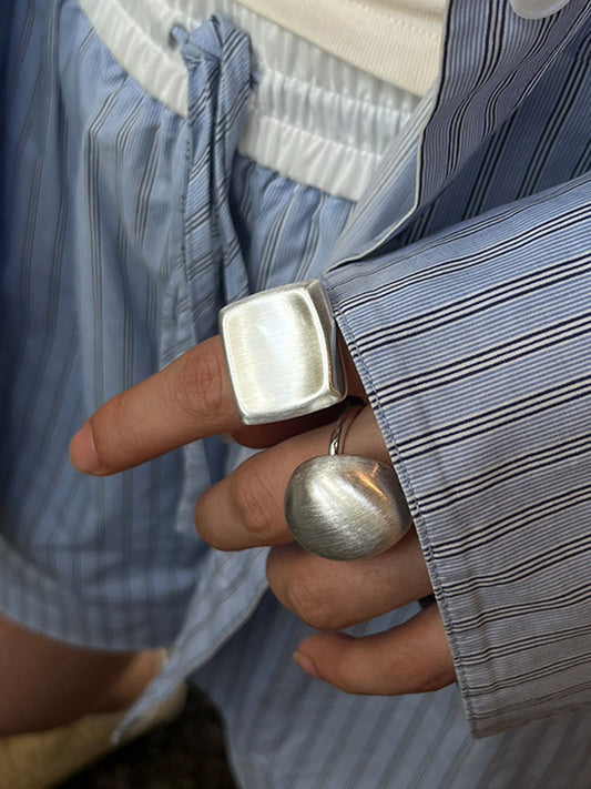 Matte Silver Oval Dome Ring