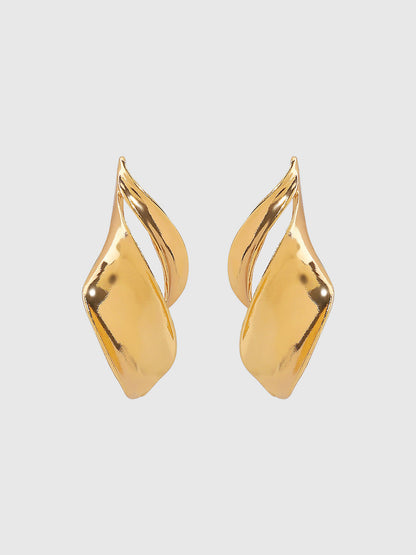 Twisted Leaf-Shaped Drop Earrings