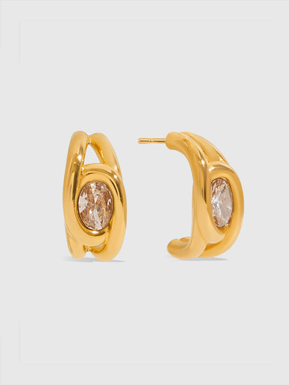 Golden Hoop Crystal Earrings
