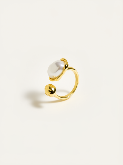 Golden Pearl Open Ring
