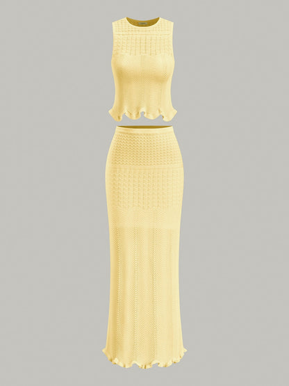 Wave Pattern Sleeveless Knit Top