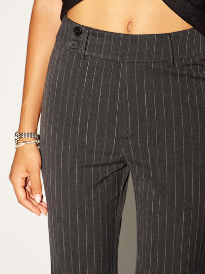 Pinstripe Low-Waist Pants