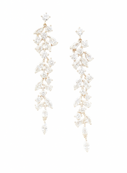 Rose gold leaf dance earrings with zirconia