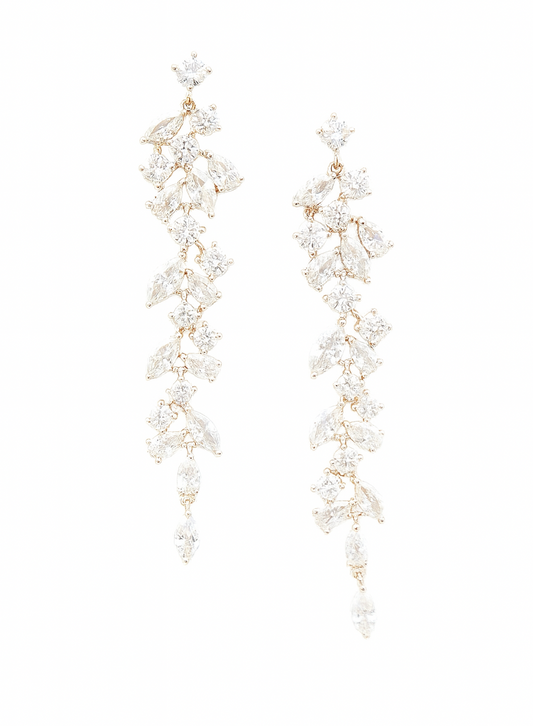 Rose gold leaf dance earrings with zirconia